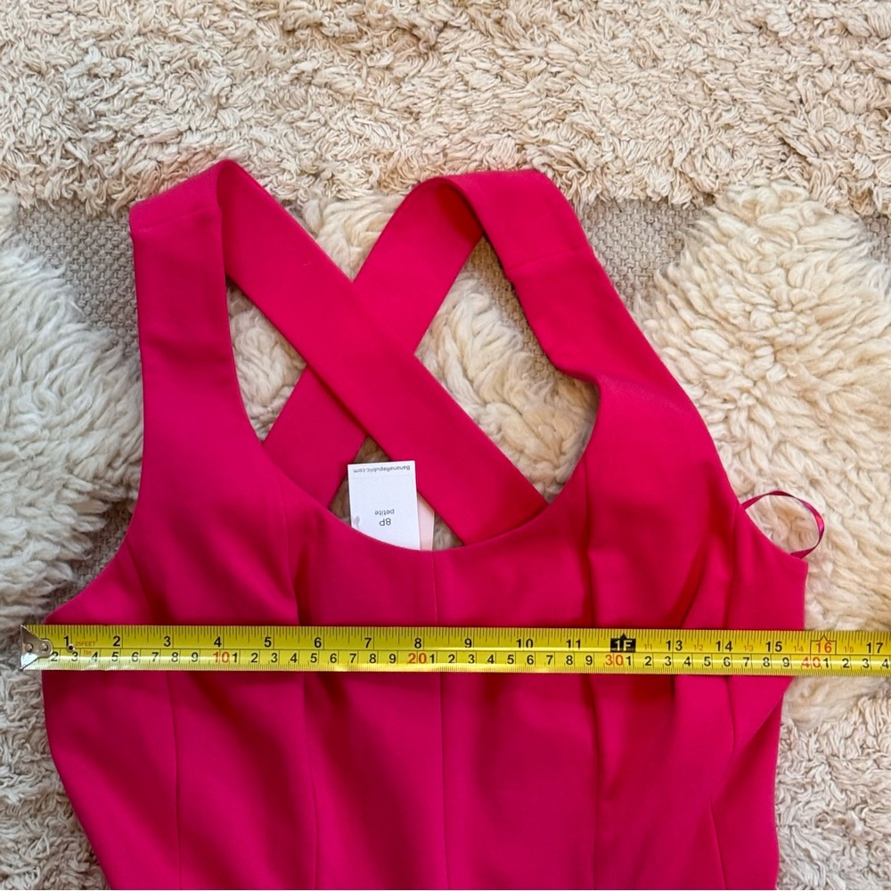 Banana Republic Ponte Skater Dress Fit Flare Criss Cross Back Pink NEW - Picture 8 of 10